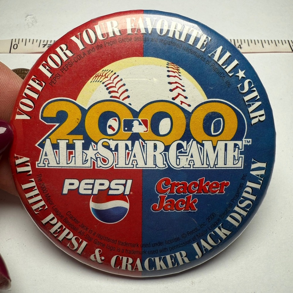 Pepsi Cracker Jack MLB 2000‎ All-Star Game Promotional Button Pin 3" Baseball